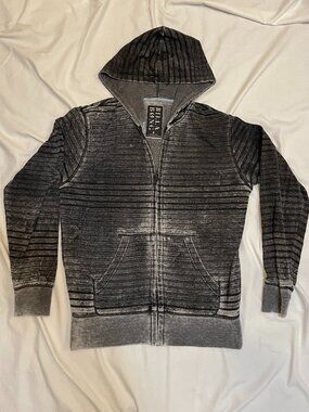 Billabong Full Zip Hoodie Mens Medium Grey Striped Cotton Preowned